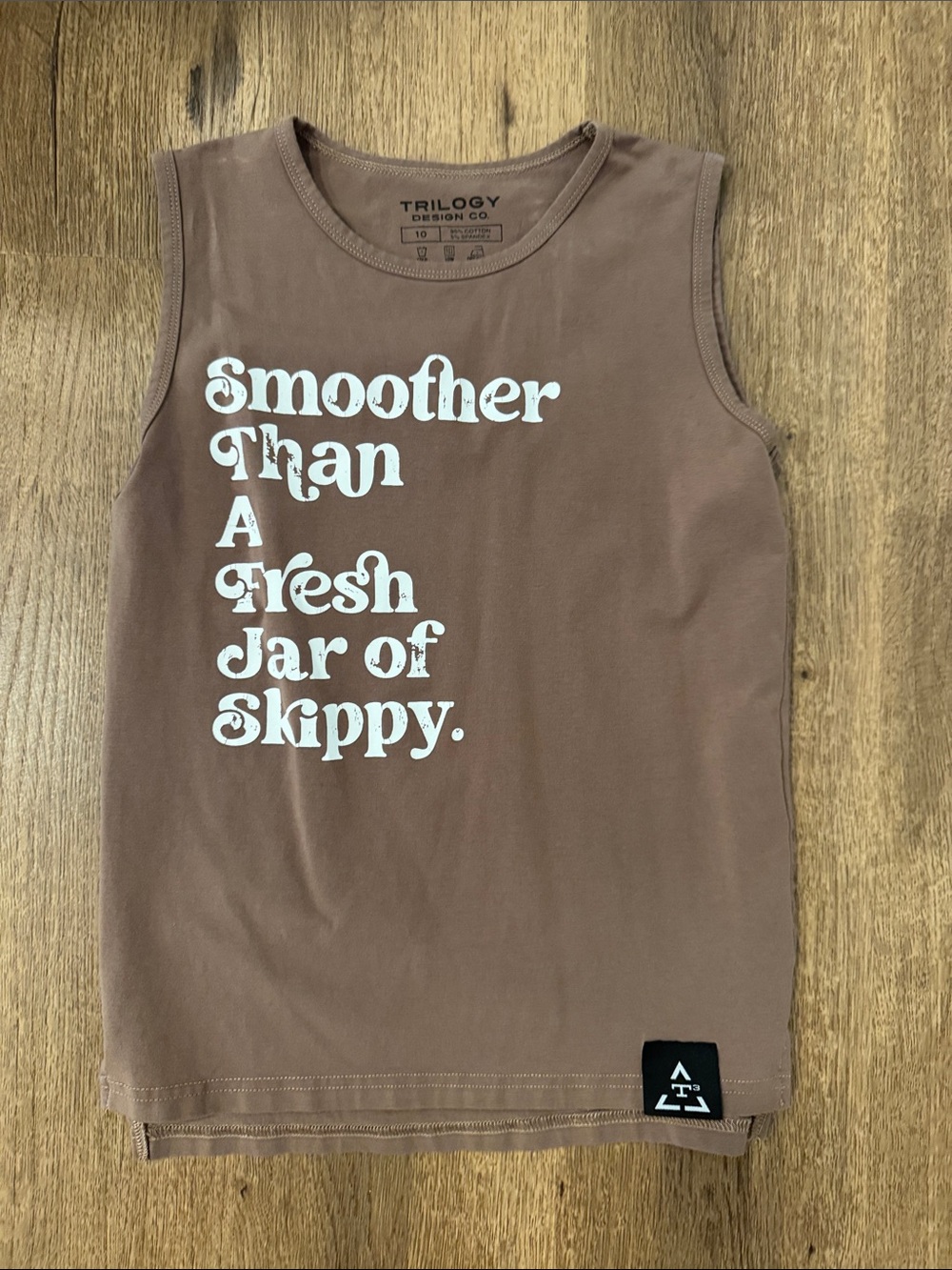 Trilogy Brown Graphic Kids' Tank Top - 'Smoother Than A Fresh Jar of Skippy'